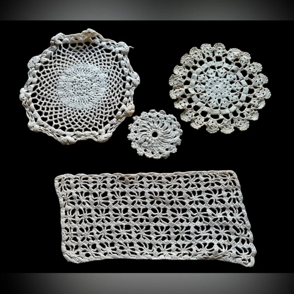 Vintage Doilies 4 piece lot - light stains